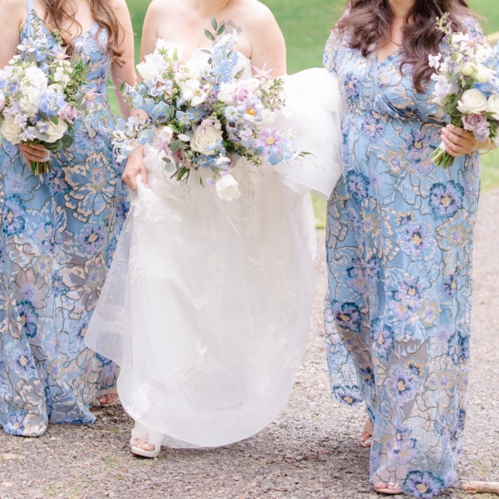 Handmade Floral Blue and Purple Women's Dress - Picture 3 of 5
